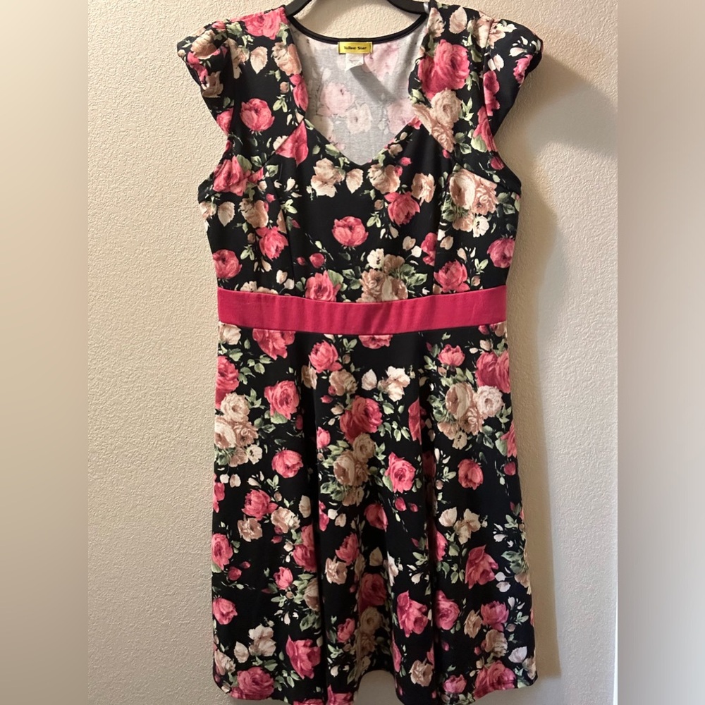 ModCloth GUC Floral puff sleeve skater dress